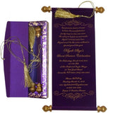 Wooly Fabric Paper Scroll Invitation Msi-701