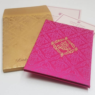 Hard Bounded Hot Pink Satin Invitation: T5-1164