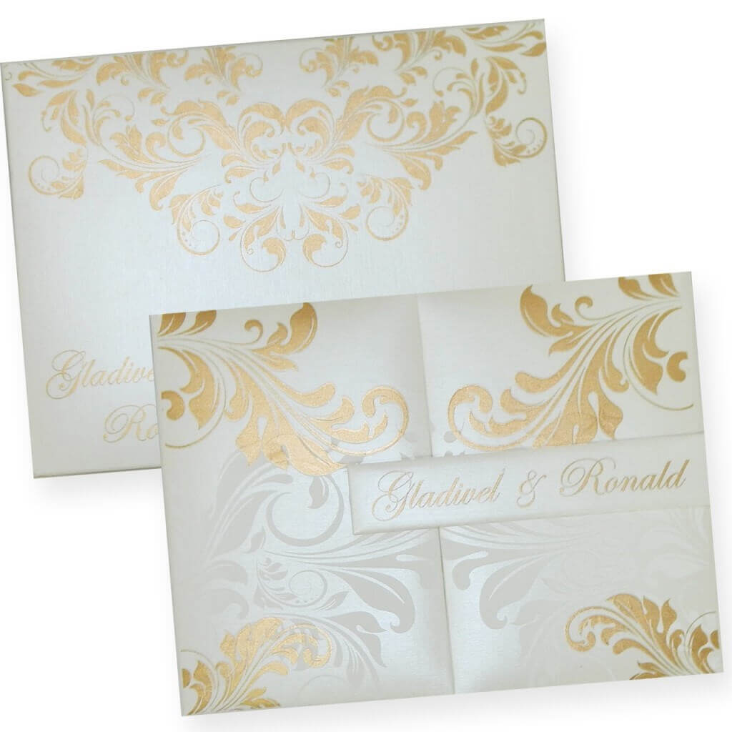 White Textured Invitation – Variant of Muslim Wedding Cards