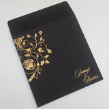 Luxury Boxed Type Padded Square Invitation Gold & Black: T5-005