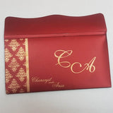 Maroon Satin & Gold Padded Wedding Invitation, with Rhinestone Decoration: T5-022