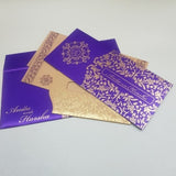 Purple & Gold Pocket Flap Wedding Invitation: W-1093