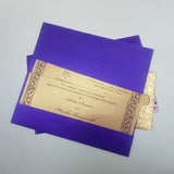 Purple & Gold Pocket Flap Wedding Invitation: W-1093