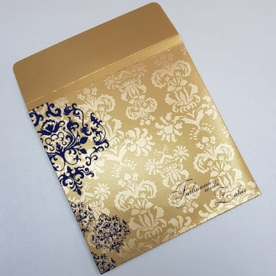 Box Wedding Invitation Blue & Gold Damask Design: T5-011