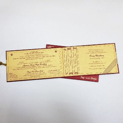 Padded Indian Wedding Invitation in Pouch with Gold Tassel : T5-101