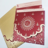 Designer Indian Wedding Cards with Rhinestone Decoration: W-1132