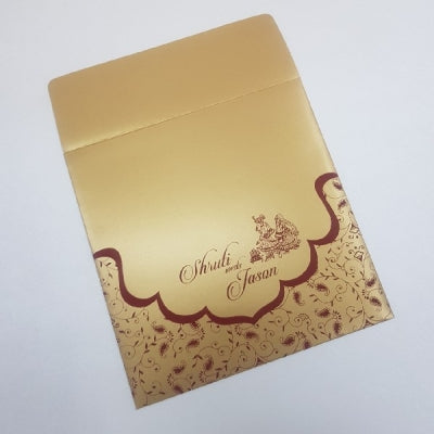 Designer Indian Wedding Cards with Rhinestone Decoration: W-1132