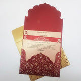 Designer Indian Wedding Cards with Rhinestone Decoration: W-1132