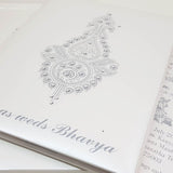 Cream & Pewter Color Boxed Invitation with Rhinestone Decoration: T5-1218
