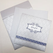 Silver & Blue Floral Indian Wedding Invitation: W-1089