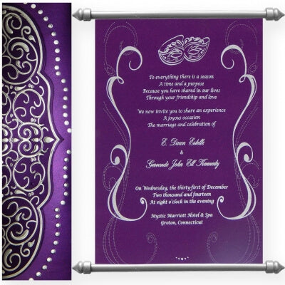 Shimmery Finish Paper Box With Velvet Fabric Scroll Invite T1-518