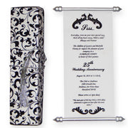 Shimmery Finish White Paper Scroll Velvet Fabric Invitation T1-702