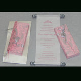 Shimmery Finish Scroll Wooly Fabric Invitation T1-1005