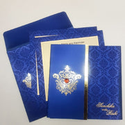 Blue Square Indian Wedding Invite with Gem Stone: W-1214