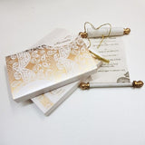 Customized Box Scroll Invitation | White & Gold Color Theme Invite: SC-551