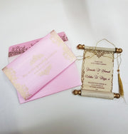 Baby Pink Color Luxury Scroll Invite: T1-1015