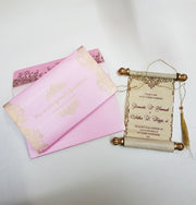 Baby Pink Color Luxury Scroll Invite: BSI-1015