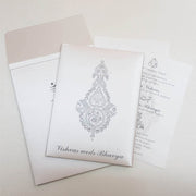 Cream & Pewter Color Boxed Invitation with Rhinestone Decoration: T5-1218