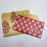 Paisley Printed Red & Gold Invitation with Custom 3D Motif: W-1245