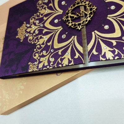 Boxed Padded Hardcover Satin Indian Wedding Invitation: T5-007