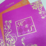 Affordable Handmade Hot Pink & Gold Indian Invite: W-1229