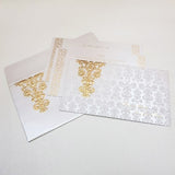 White & Gold Ornamental Designed Wedding Invite: W-1713