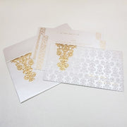 White & Gold Ornamental Designed Wedding Invite: W-1713