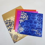 Damask Designed Indian Wedding Cards with Rhinestones: W-1743