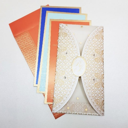 White Invitation with Bright Color Inner Leafs: W-1720