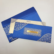 Blue Floral Design Regal Indian Wedding Cards: W-1709