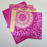 Beautifully Decorated Hot Pink Square Wedding Invitation: W-1733
