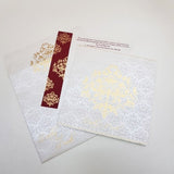 White Square Damask Designed Wedding Invitation: W-1736