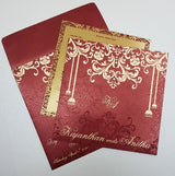 Bell Design in Shimmer Gold | Floral Indian Invitation: W-1007