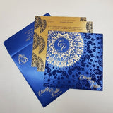 Blue & Gold Rhinestone Decorated Wedding Invite: W-1735