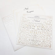 White Pocket Style Laser Cut Invitation: L-401