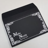 Elegant Black & Silver Scroll Invitation: BSI-77