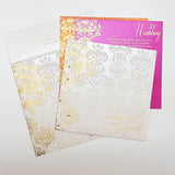 White & Gold Color Square Indian Wedding Invitation with Damask Design: W-1049