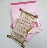 Baby Pink Color Luxury Scroll Invite: T1-1015