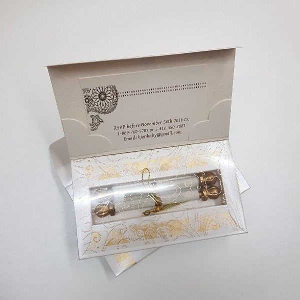 Customized Box Scroll Invitation | White & Gold Color Theme Invite: T1-551