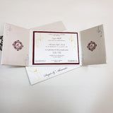 Beautiful Gate Fold Boxed Wedding Invitation with Gold Motif: T6-010