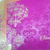 Damask Designed Customized Hot Pink & Gold Indian Wedding Invitation: W-1095