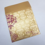 Damask Designed Customized Hot Pink & Gold Indian Wedding Invitation: W-1095