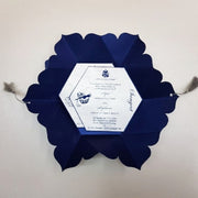 Blue & Silver Color Creative Flower Style Indian Wedding Invite: W-1247