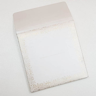 White & Gold Padded Square Indian Wedding Cards with Laser Cut Wooden Motif: T6-2028