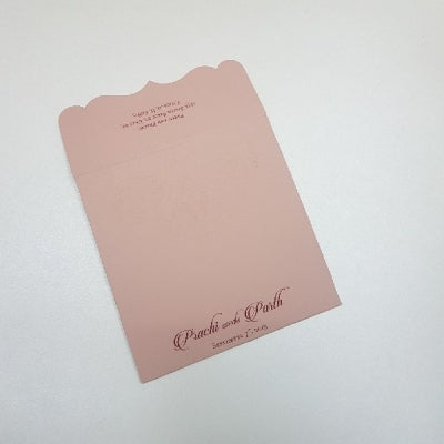 Pastel Pink Beautiful Laser Cut Invitation with Belly band and Wooden Initials : L-110