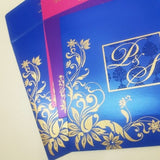 Blue & Gold Square Indian Invitation: W-1212