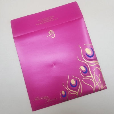 Peacock Theme Indian Wedding Invitation | Hot Pink & Gold Color: W-1206