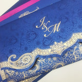 Blue Custom Indian Wedding Invitation with Rhinestone : W-1705