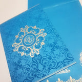 Sky Blue Color Handmade Wedding Invitation with Worldwide Delivery: W-1198