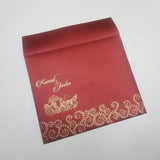 Floral Maroon & Gold Indian Wedding Invitation with Rhinestone Decoration: W-495